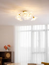 lotus leaf glass semi flush ceiling light copper