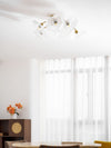 lotus leaf glass semi flush ceiling light copper