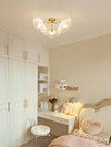lotus leaf glass semi flush ceiling light copper