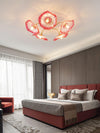 lotus leaf glass semi flush ceiling light copper