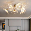 lotus leaf glass semi flush ceiling light copper