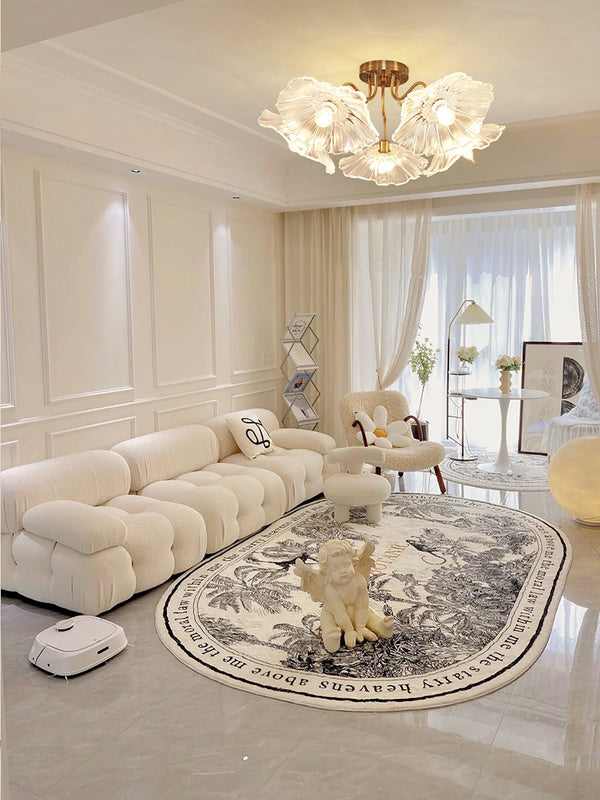 lotus leaf glass semi flush ceiling light copper
