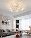 lotus leaf glass semi flush ceiling light copper