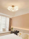 lotus leaf glass semi flush ceiling light copper