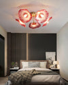 lotus leaf glass semi flush ceiling light copper