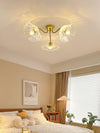 lotus leaf glass semi flush ceiling light copper