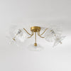 lotus leaf glass semi flush ceiling light copper