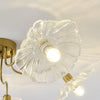 lotus leaf glass semi flush ceiling light copper