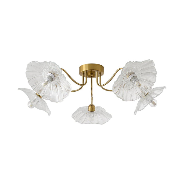 lotus leaf glass semi flush ceiling light copper