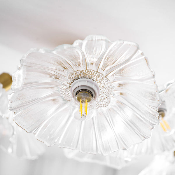 lotus leaf glass semi flush ceiling light copper