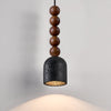 matte black travertine walnut bead pendant light