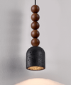 matte black travertine walnut bead pendant light