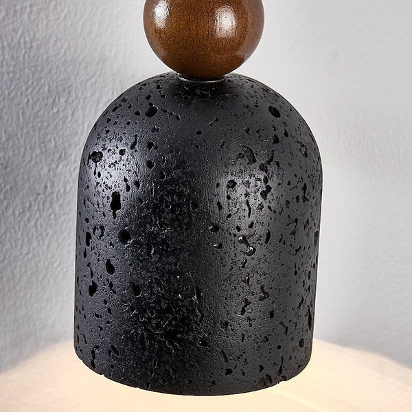 matte black travertine walnut bead pendant light