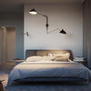 mid century black aluminum swing arm wall lamp