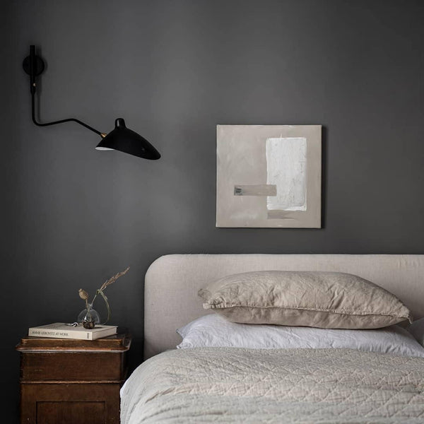mid century black aluminum swing arm wall lamp