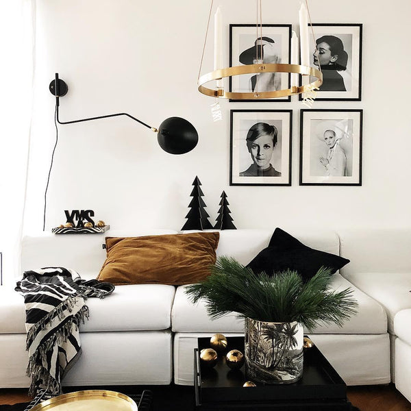 mid century black aluminum swing arm wall lamp