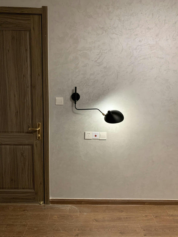 mid century black aluminum swing arm wall lamp