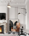 mid century black aluminum swing arm wall lamp