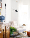 mid century black aluminum swing arm wall lamp
