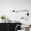 mid century black aluminum swing arm wall lamp