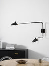 mid century black aluminum swing arm wall lamp
