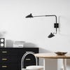 mid century black aluminum swing arm wall lamp