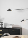 mid century black aluminum swing arm wall lamp