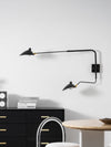 mid century black aluminum swing arm wall lamp