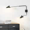 mid century black aluminum swing arm wall lamp