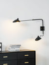 mid century black aluminum swing arm wall lamp