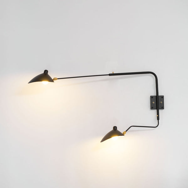 mid century black aluminum swing arm wall lamp