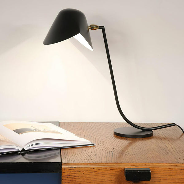 mid century black brass carbon steel table lamp