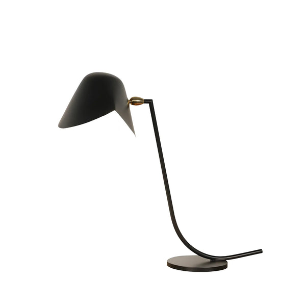mid century black brass carbon steel table lamp