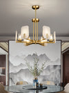 mid century brass alabaster conical chandelier