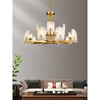 mid century brass alabaster conical chandelier