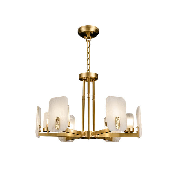mid century brass alabaster conical chandelier