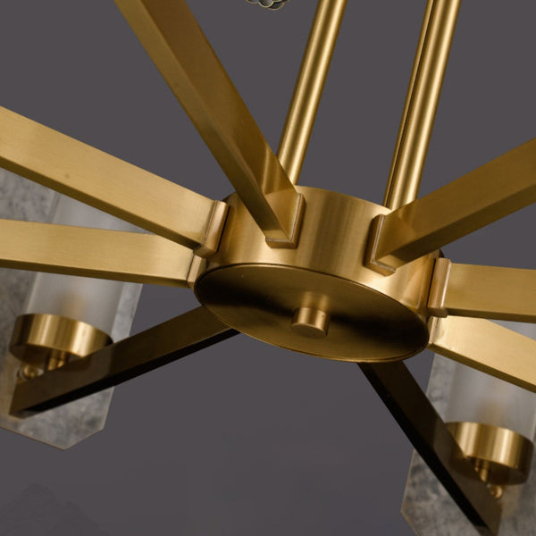 mid century brass alabaster conical chandelier