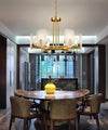 mid century brass alabaster conical chandelier