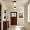 mid century cream travertine round flush mount ceiling light