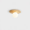 mid century cream travertine round flush mount ceiling light