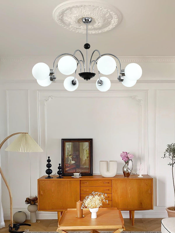 mid century glass globe chandelier black gold for dining room