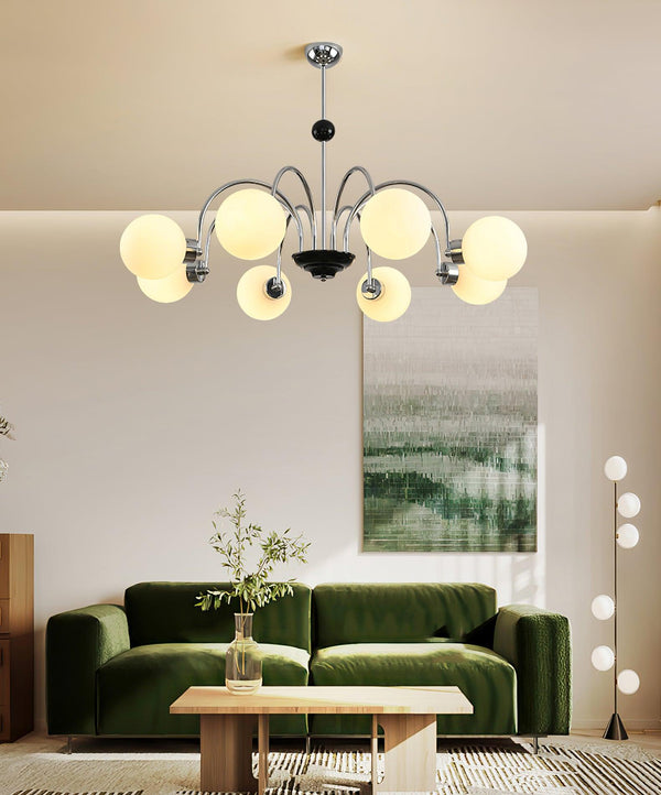 mid century glass globe chandelier black gold for dining room