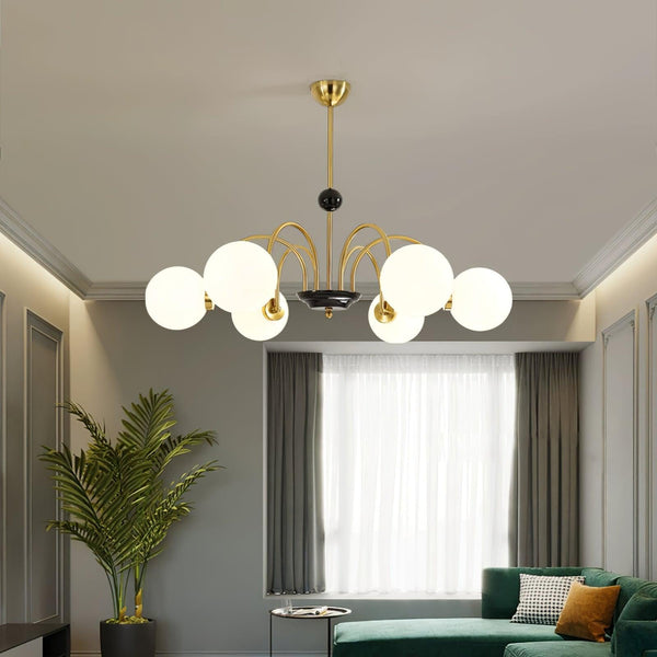 mid century glass globe chandelier black gold for dining room
