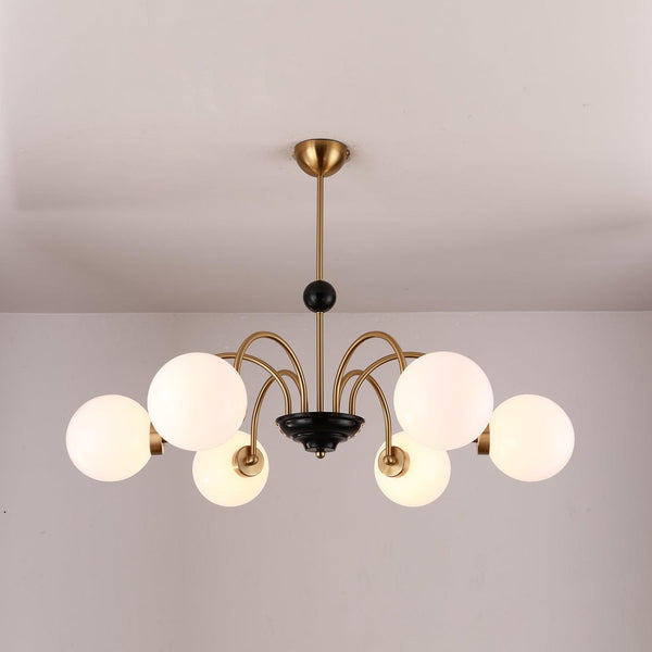 mid century glass globe chandelier black gold for dining room
