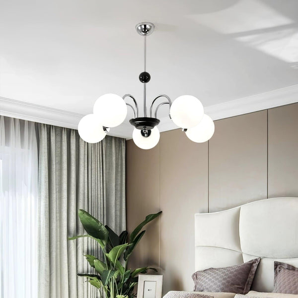 mid century glass globe chandelier black gold for dining room