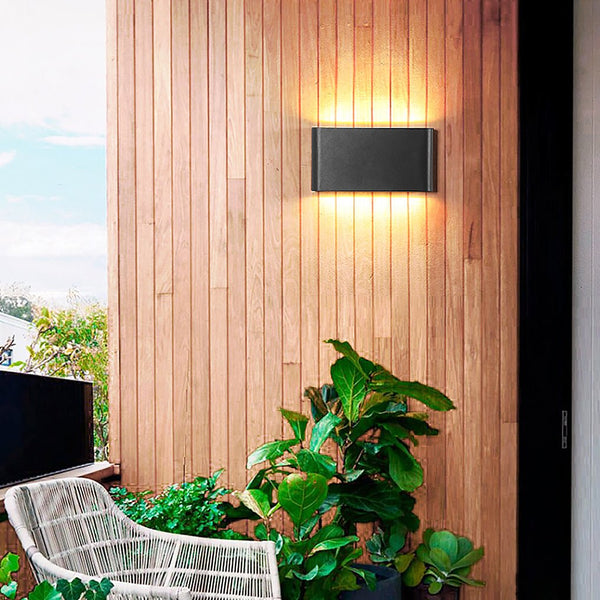 2 Light Black Modern Low Profile Exterior Porch Led Slim Outdoor Up Down Wall Light