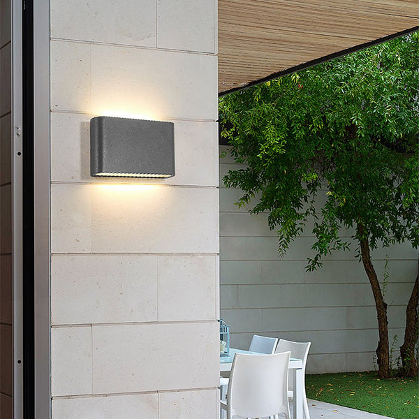 2 Light Black Modern Low Profile Exterior Porch Led Slim Outdoor Up Down Wall Light