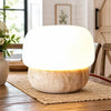 minimalist travertine glass mushroom table lamp
