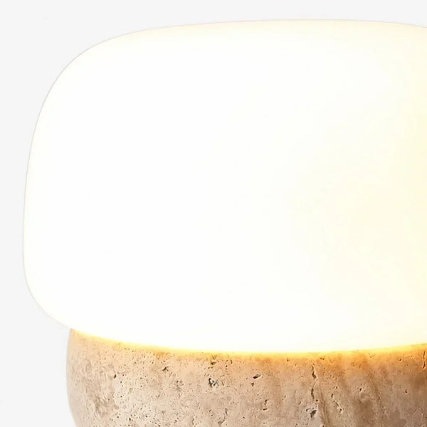 minimalist travertine glass mushroom table lamp