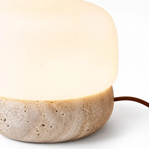 minimalist travertine glass mushroom table lamp